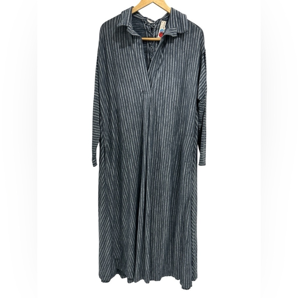 Free People Beach Striped Lace Up Back Maxi A Line Oversized Dress Kaftan - S